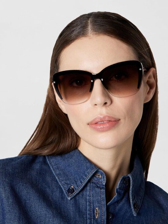 Luxurious Women\'s 62mm Cat Eye Sunglasses with Mirrored Gradient Lenses main image 4
